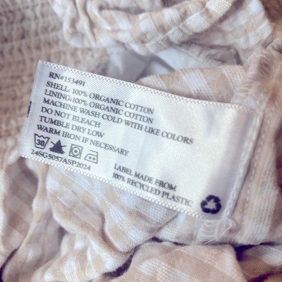 Hope & Henry Gingham Jumpsuit, Organic Cotton Ruched Back Ruffle Straps 8 - Picture 4 of 6